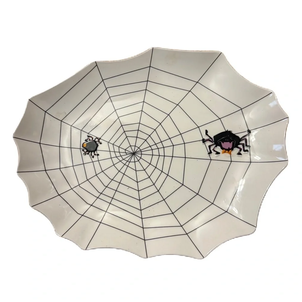 Target Spider Web Dinner Plate - White and Black Halloween
